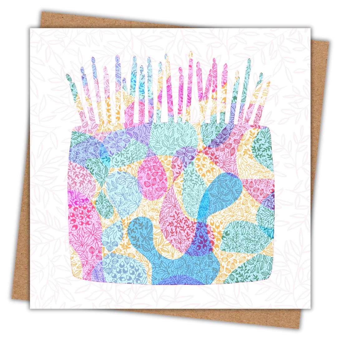 Colourful Birthday Cake Card Una Heaney Art