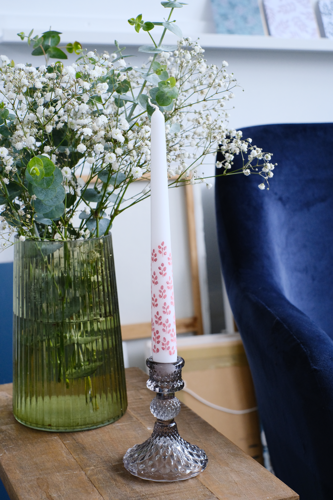 Hand Painted Candle, Pretty Pink