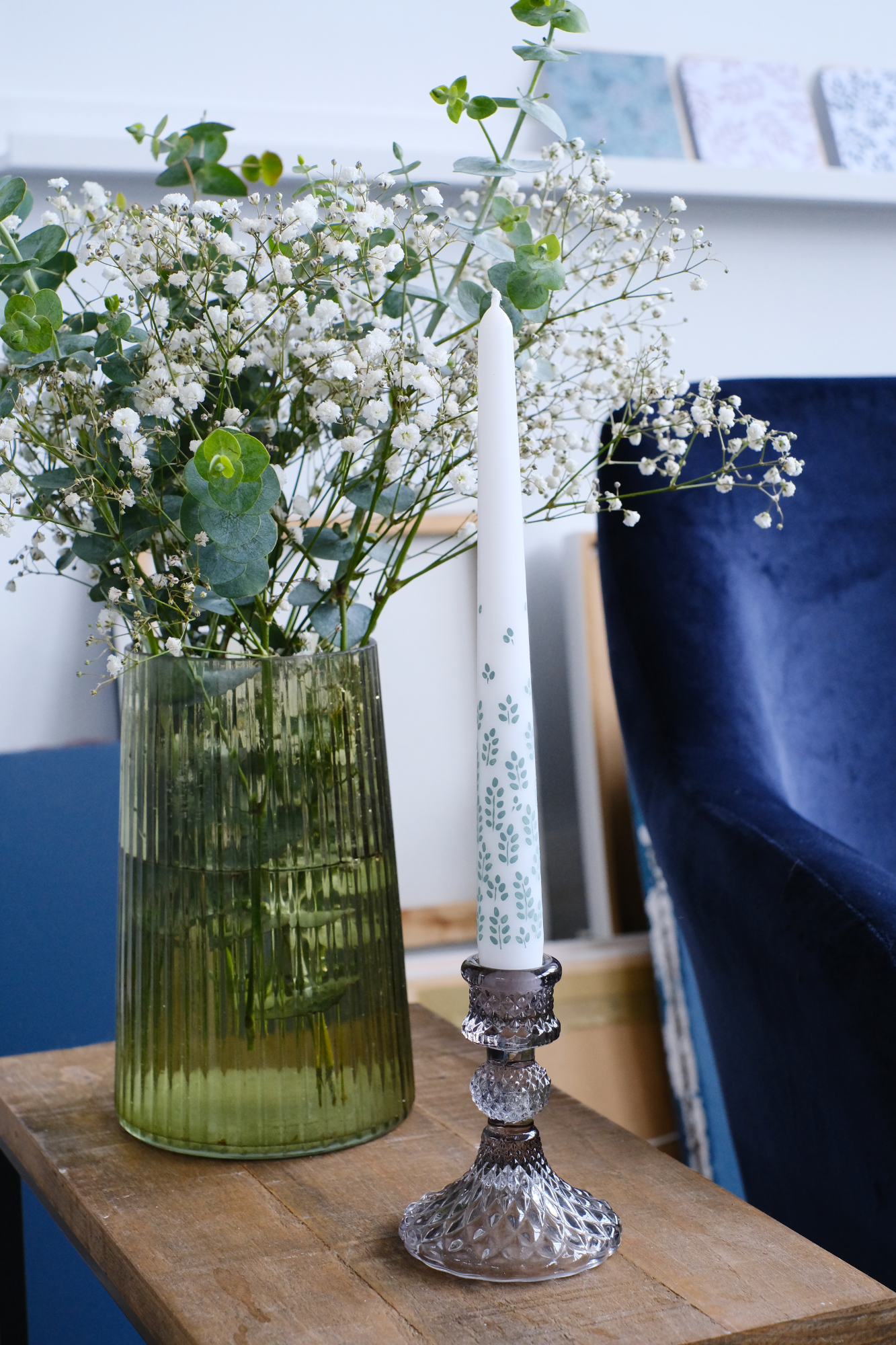 Hand Painted Candle, Gorgeous Green