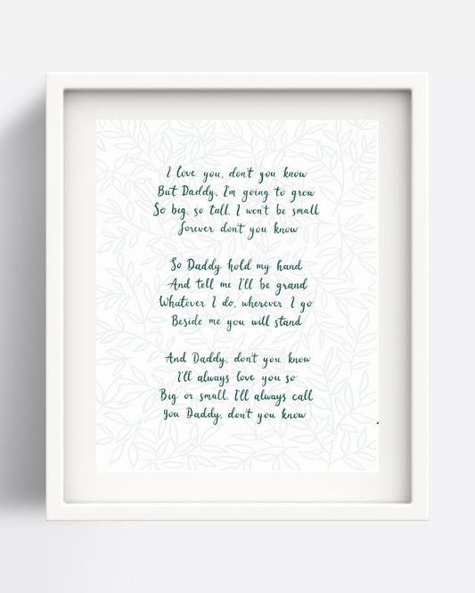 Father's Day Poem - I Love You, Don't You Know
