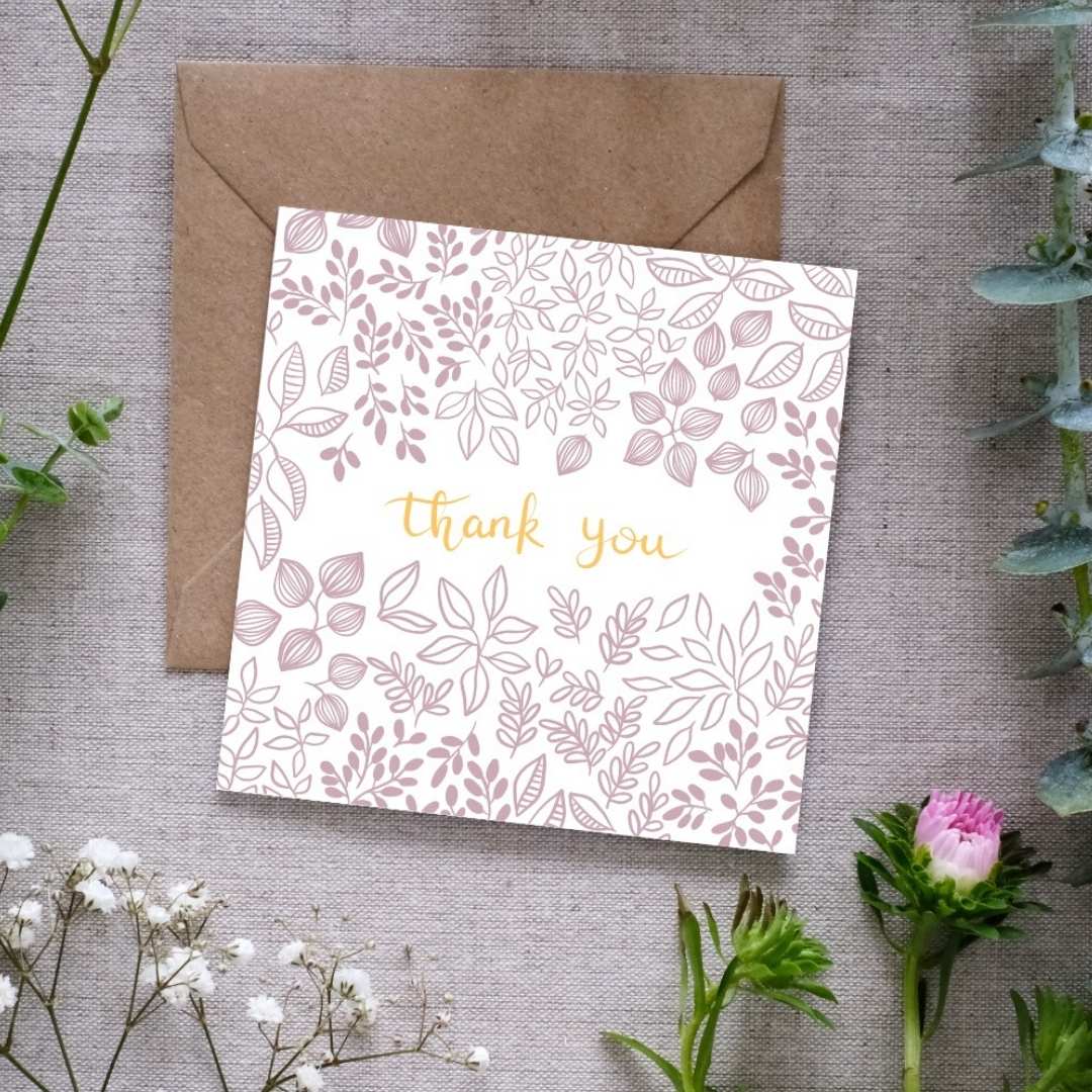 Thank You, Pink and Gold Greeting Card
